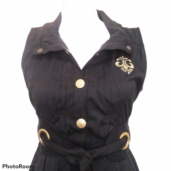 House of Dereon Black Belted Bubble Hem Dress S/P - Picture 3 of 7